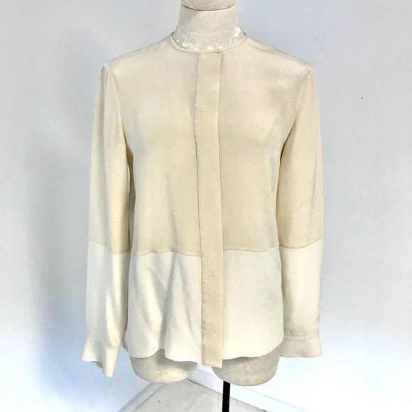 Derek Lam 4 Silk Cream Beige Long Sleeve Blouse - Picture 9 of 9